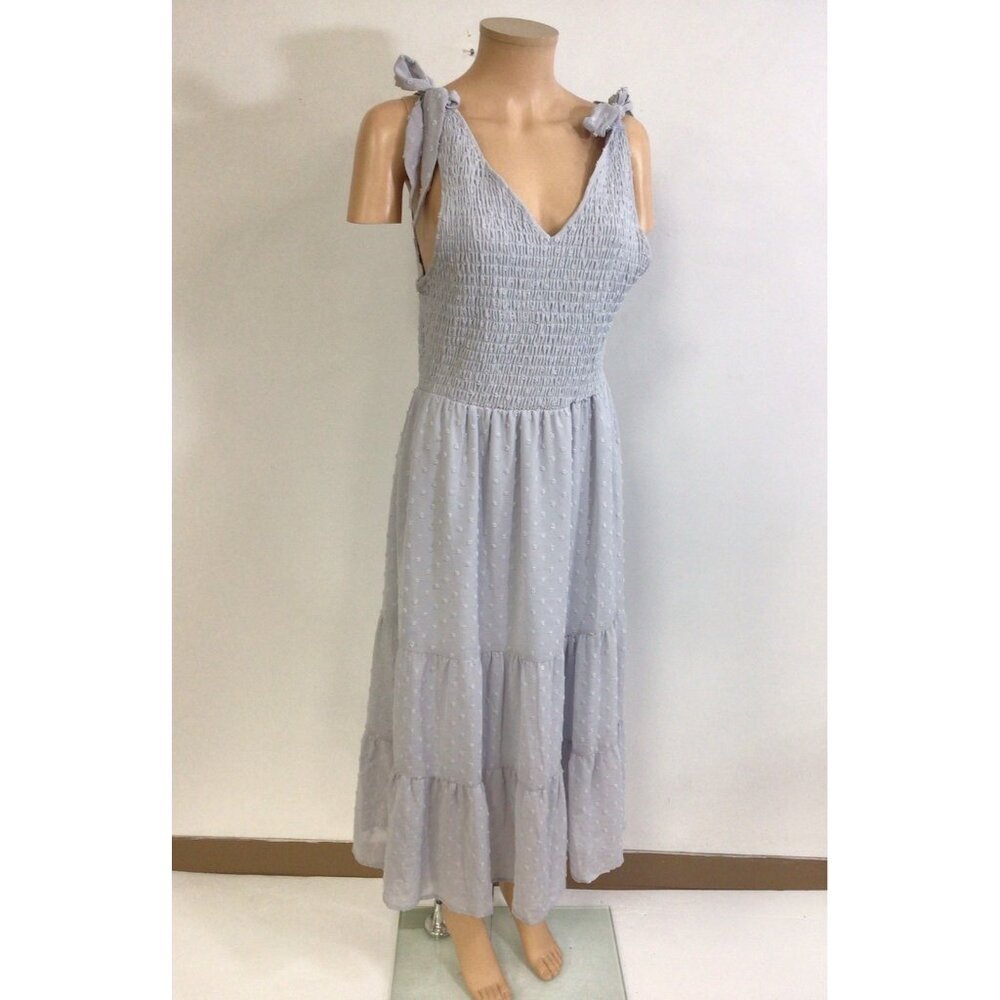 Coquette Blue Maxi Dress Smocked Front Womens Large New